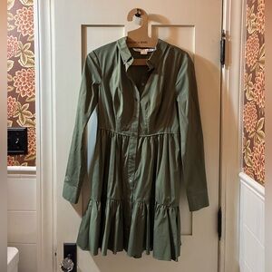 Veronica Beard Olive Long Sleeve Dress
